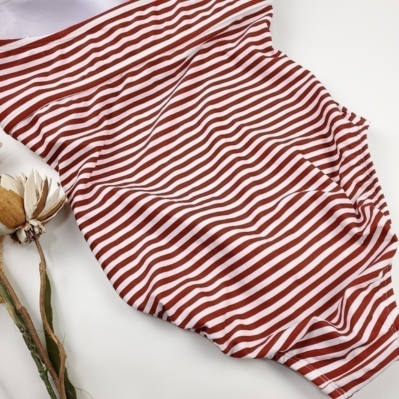 NEW Kona Sol Red White Stripe Strapless 1pc M 8-10 - Picture 6 of 12